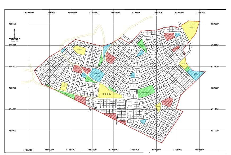 Cadastral boundary and land use zoning plan